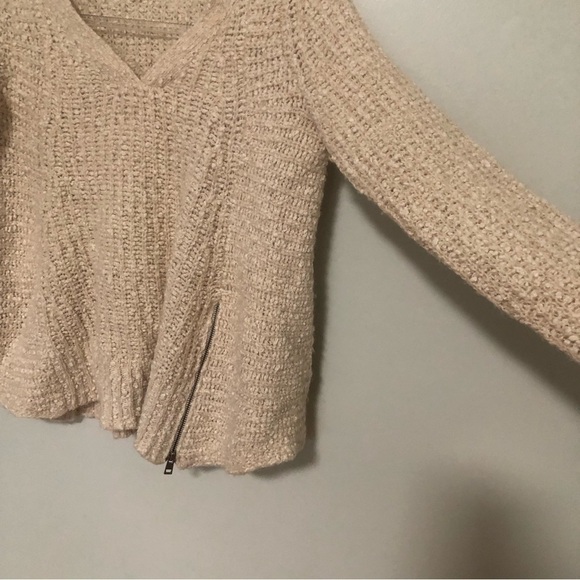 Anthropologie Moth Chunky Sweater Side Zipper Cotton Wool Small - Picture 2 of 8